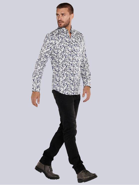 emilio adani Herren Langarm-Hemd gemustert Blau 36112