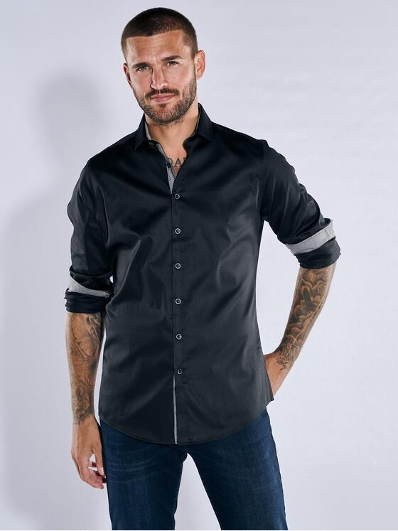emilio adani Herren Langarm-Hemd "My Favorite" Schwarz 37604