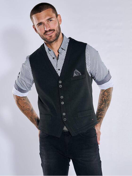 emilio adani Herren Sakko-Weste slim fit Schwarz 37582