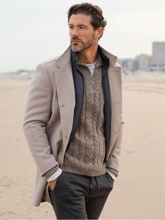 emilio adani Herren Mantel mit heraustrennbarem Inlet Hellbraun 39388