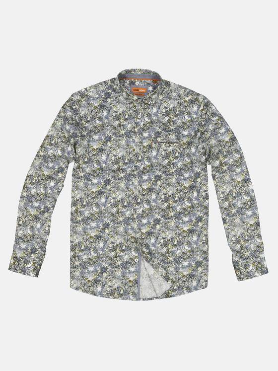 emilio adani Herren Langarm-Hemd All-Over-Print Grün 32824