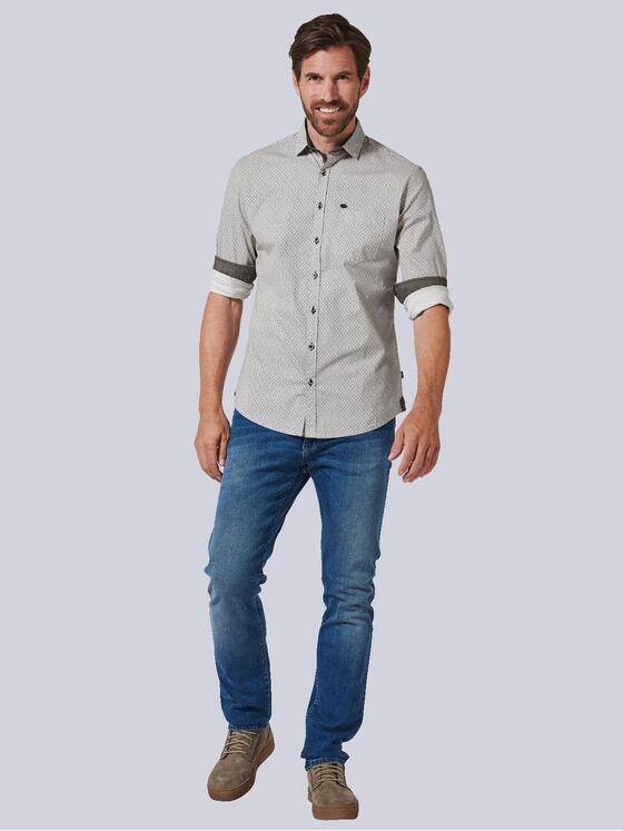 engbers Herren Langarm-Hemd gemustert Beige 35329