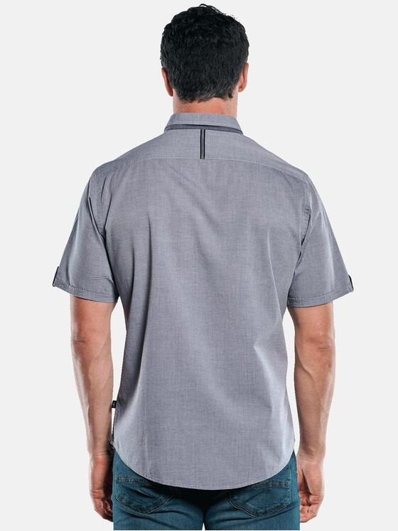 engbers Herren Unifarbenes Kurzarmhemd mit stylischen Kontrastdetails Silbergrau 29761