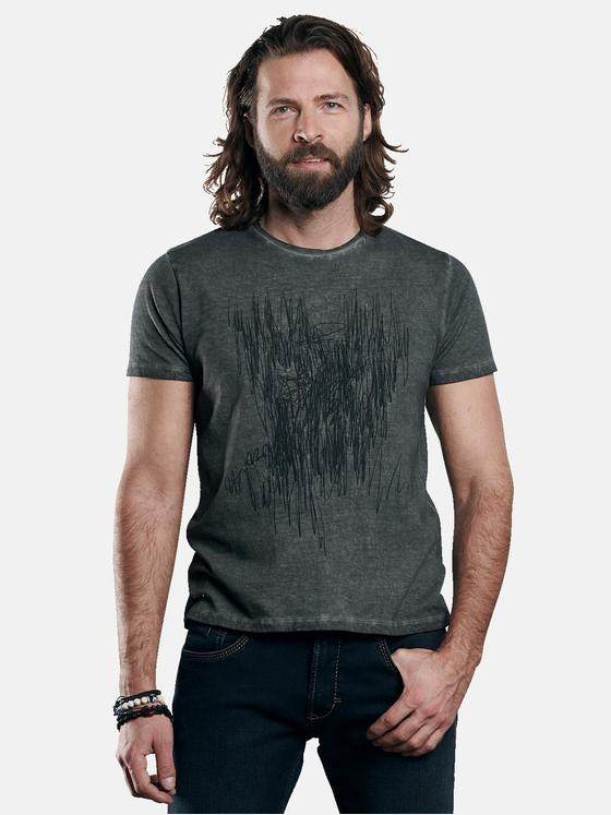emilio adani Herren gesticktes T-Shirt Grau 29251