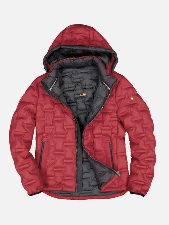 emilio adani Herren Steppjacke mit Kapuze Rot 33283