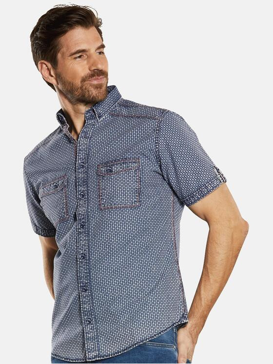 engbers Herren Kurzarm-Hemd gemustert Blau 34255