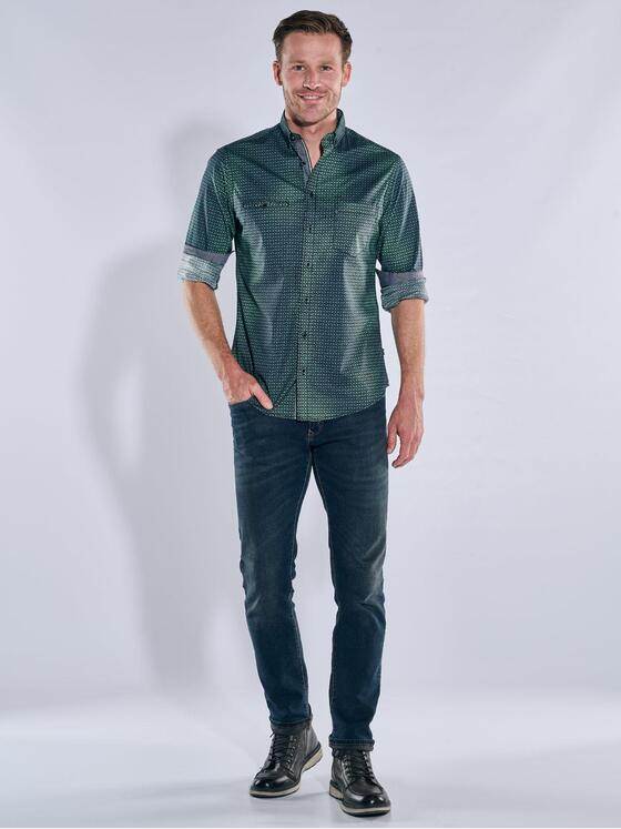 engbers Herren Langarm-Hemd gemustert Gruen 39443