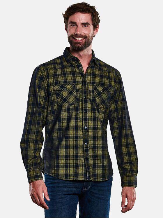 engbers Herren Langarm-Hemd kariert Safrangelb 33368