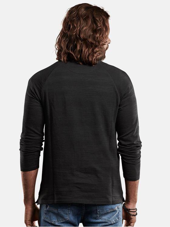 emilio adani Herren Cooles Longsleeve aus softem Jaquard-Material Schwarz 28866
