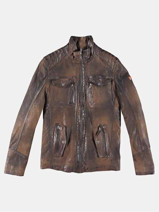 emilio adani Herren Rustikale Lederjacke Braun 30190