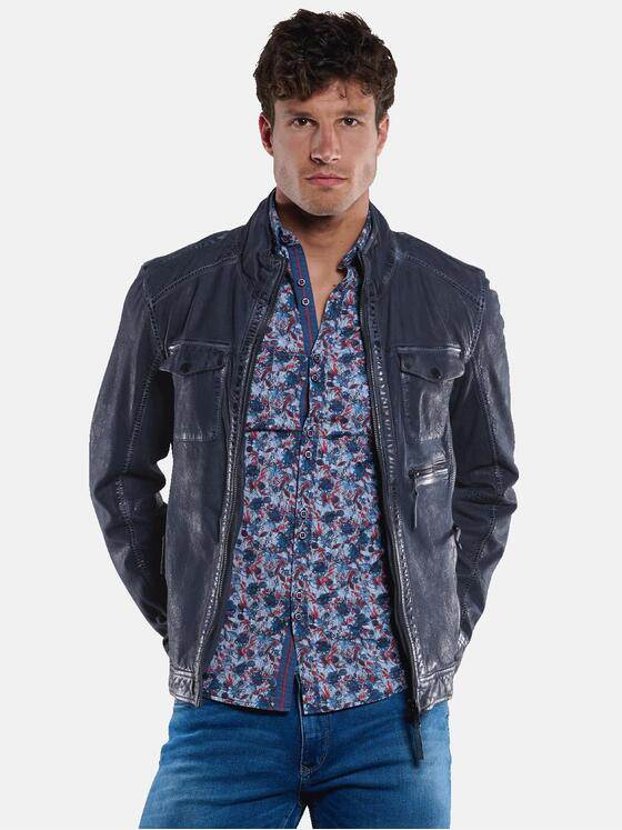 engbers Herren Lederjacke Saphirblau 33307