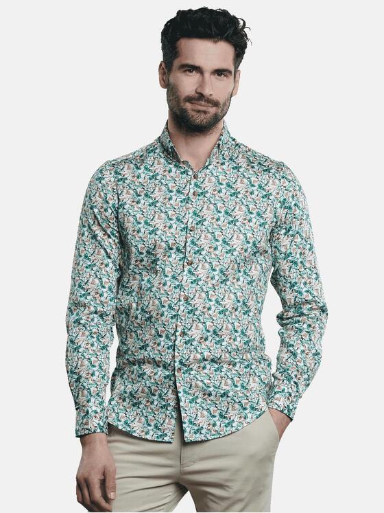 ENGBERS GERMANY Herren Langarm-Hemd in Satin-Warenqualität Petrol 31644