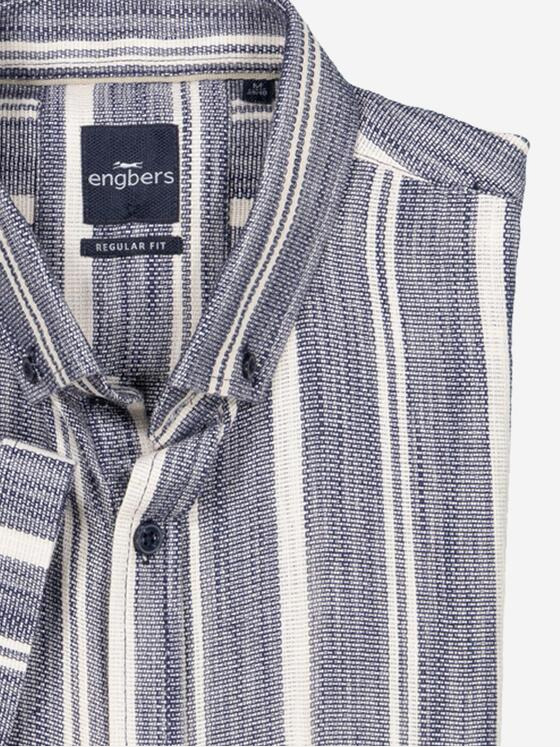 engbers Herren Kurzarm-Hemd strukturiert Blau 37235