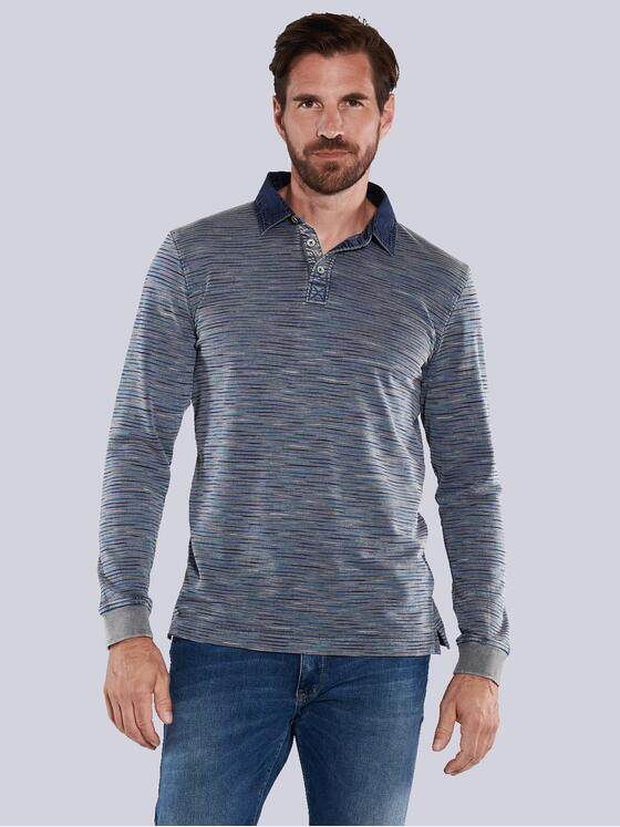 engbers Herren Langarm-Shirt mit Polo-Kragen Grau 35636
