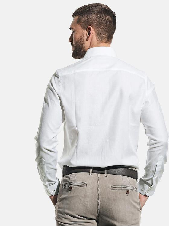 emilio adani Herren Softes Langarmhemd mit dezenter Webmusterung Weiß 31227
