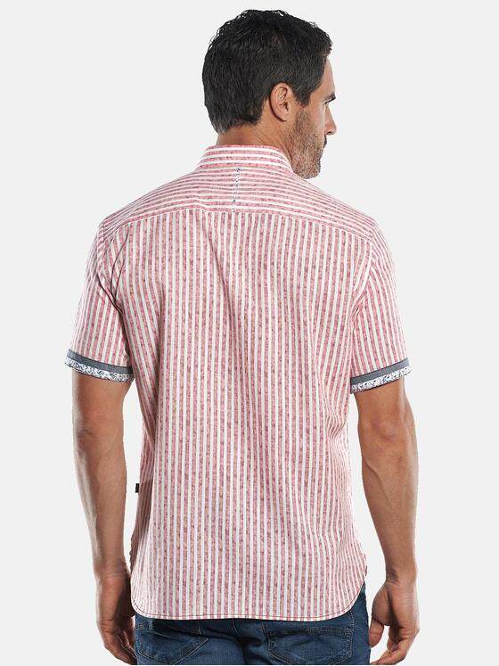 engbers Herren Gestreiftes Kurzarmhemd mit Kontrastdetails Signalrot 29891