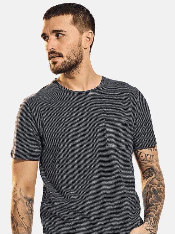 emilio adani Herren T-Shirt gemustert Blau 31631