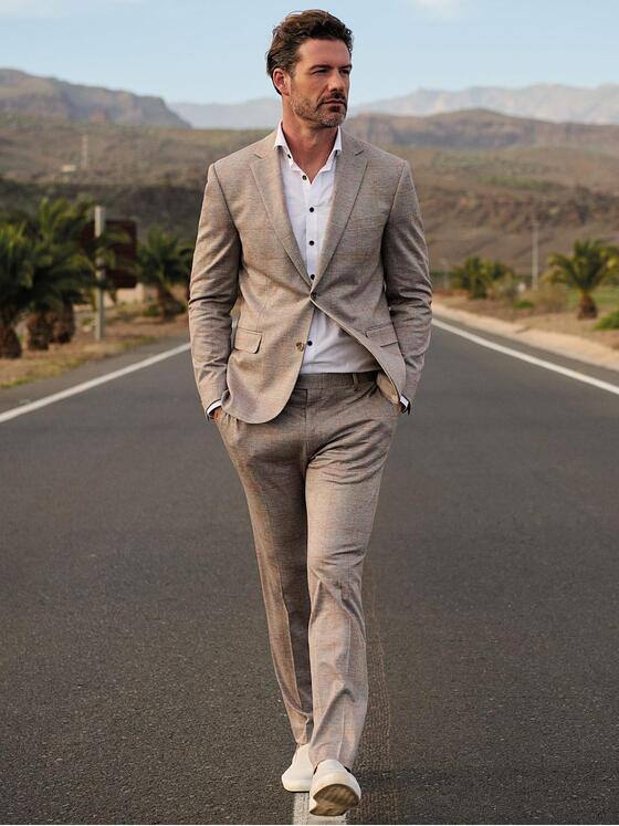 emilio adani Herren Anzugsakko slim fit Beige 40362