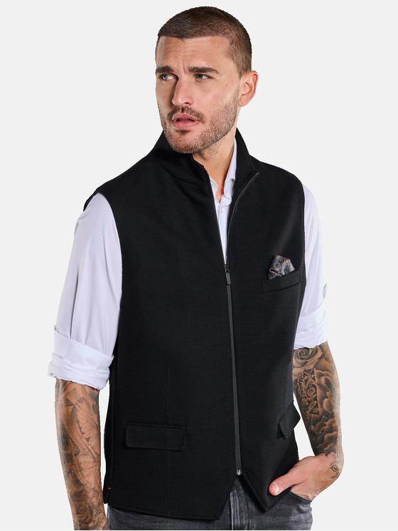 emilio adani Herren Sakko-Weste mit Zipper Schwarz 33566
