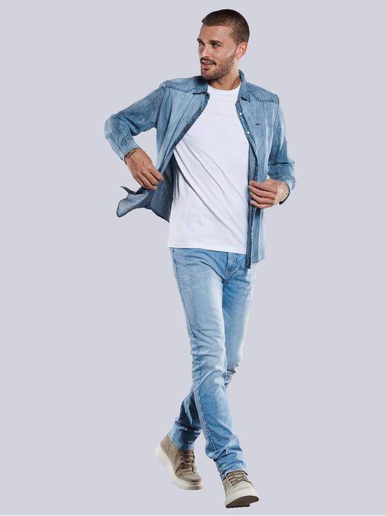 emilio adani Herren Jeans-Hemd uni Blau 33622