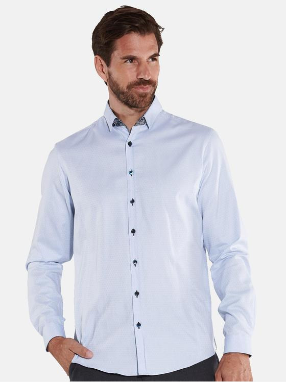 ENGBERS GERMANY Herren Langarm-Hemd mit wertiger Struktur Blau 35282