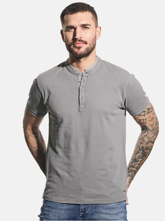 emilio adani Herren Pique-Poloshirt mit edler Knopfleiste Grau 31127