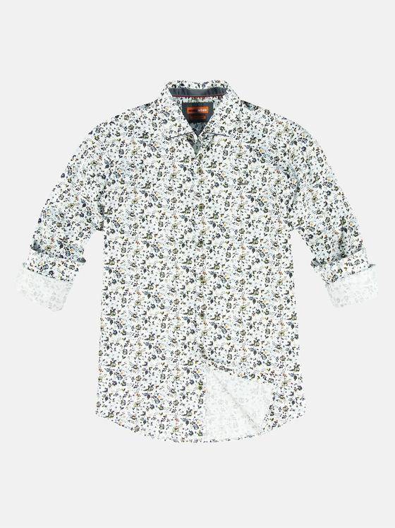 emilio adani Herren Langarm-Hemd mit floralem Print Braun 31869