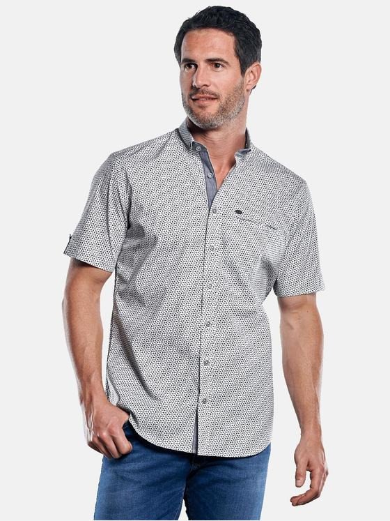 engbers Herren Gemustertes Hemd mit Jersey-Anteil Naturweiss 29716