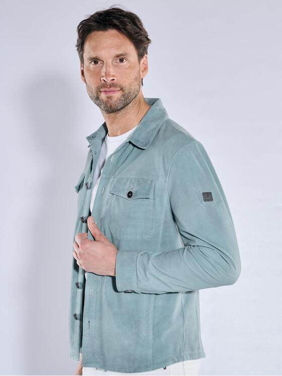 ENGBERS GERMANY Herren Overshirt aus Ziegenleder Tuerkis 38678