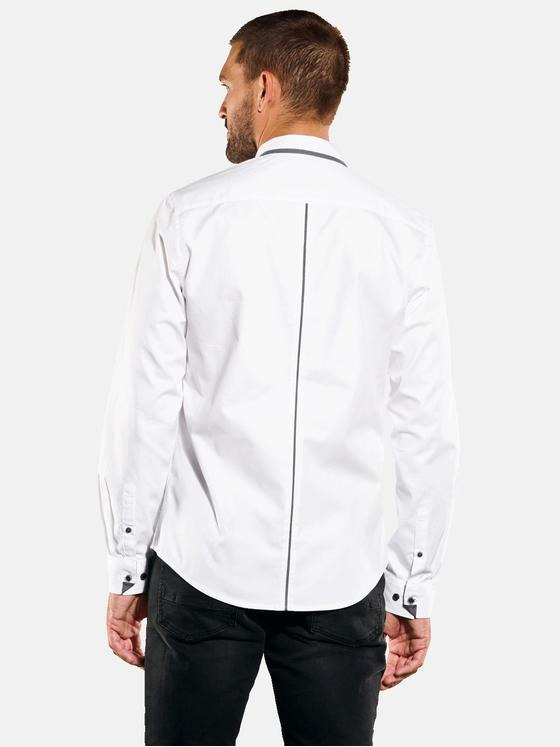 emilio adani Herren Langarm-Hemd uni Weiß 35777