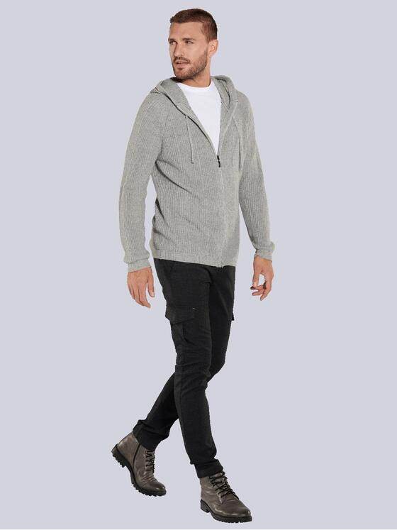 emilio adani Herren Strickjacke mit Kapuze Grau 35706