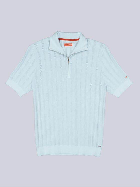 emilio adani  Herren T-Shirt mit Zipper Hellblau 38707