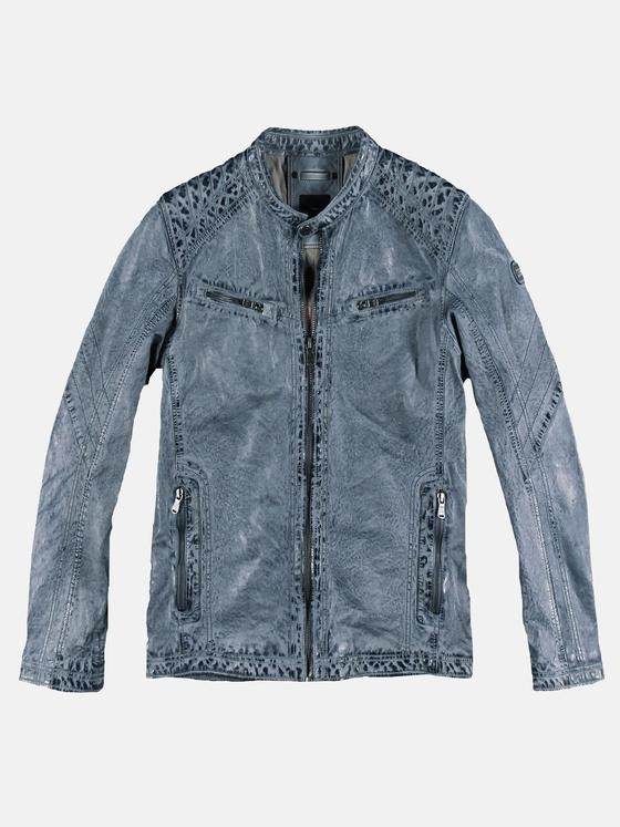 engbers Herren Rustikale Lederjacke in Trendfarbe Mittelblau 30641