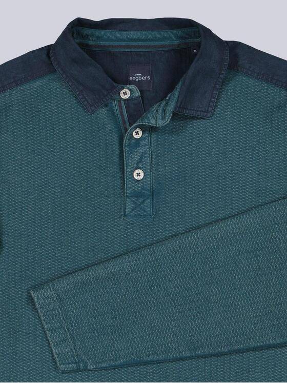engbers Herren Langarm-Shirt mit Polokragen Petrolgruen 39224