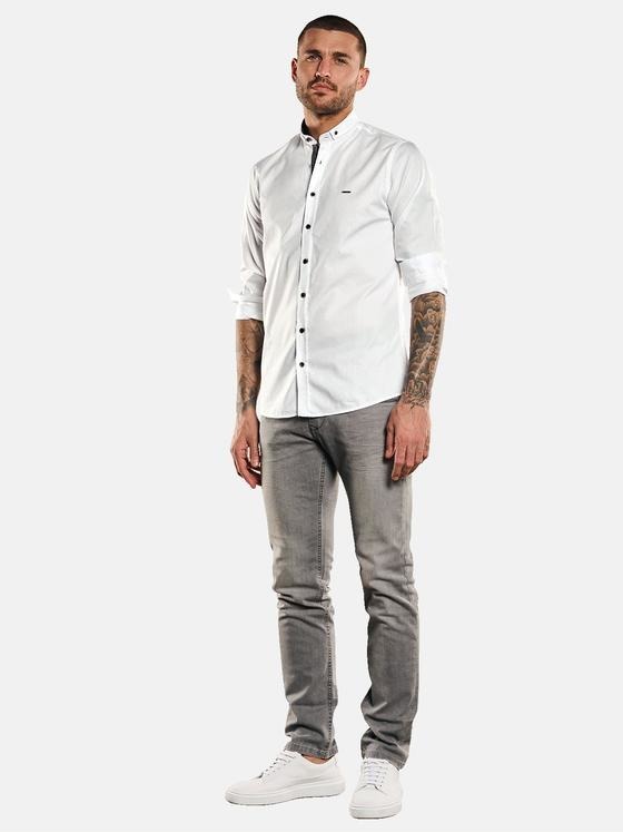 emilio adani Herren Langarm-Hemd uni Weiß 32873