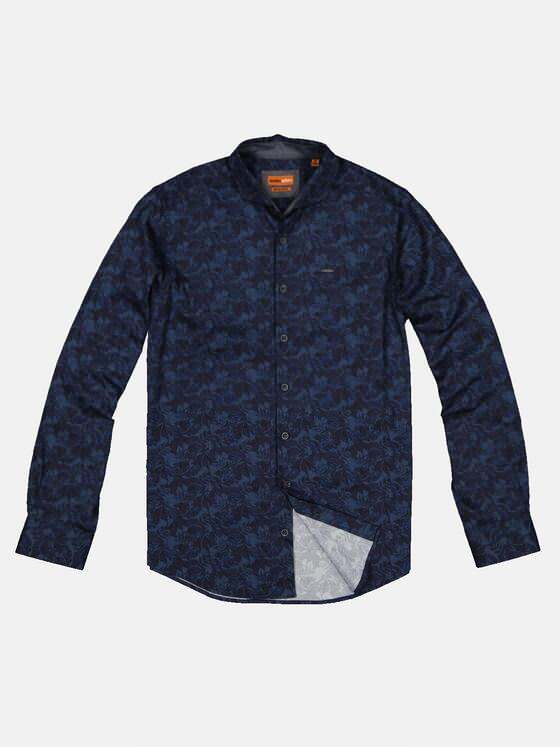 emilio adani Herren Langarm-Hemd mit Floralprint Blau 32288