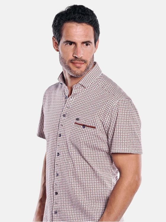 engbers Herren Super softes Piqué Halbarmhemd Karminrot 29881