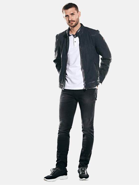 emilio adani Herren Lederjacke Nubuk Blau 31758