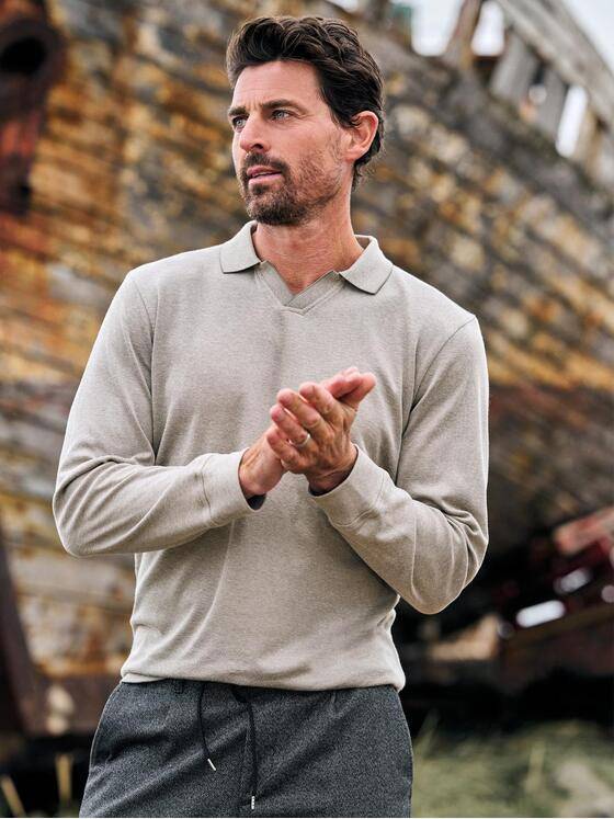 engbers Herren Polo-Shirt Langarm Braunbeige 39559