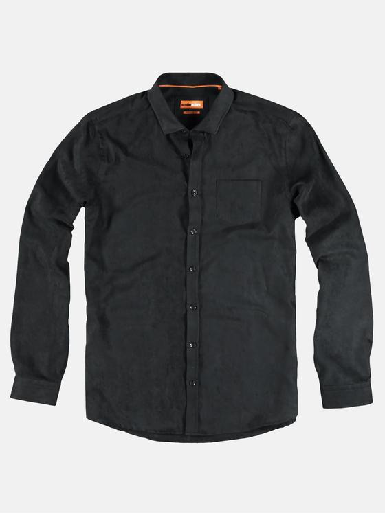 emilio adani Herren Hemd aus angesagter Suede Ware Schwarz 28962