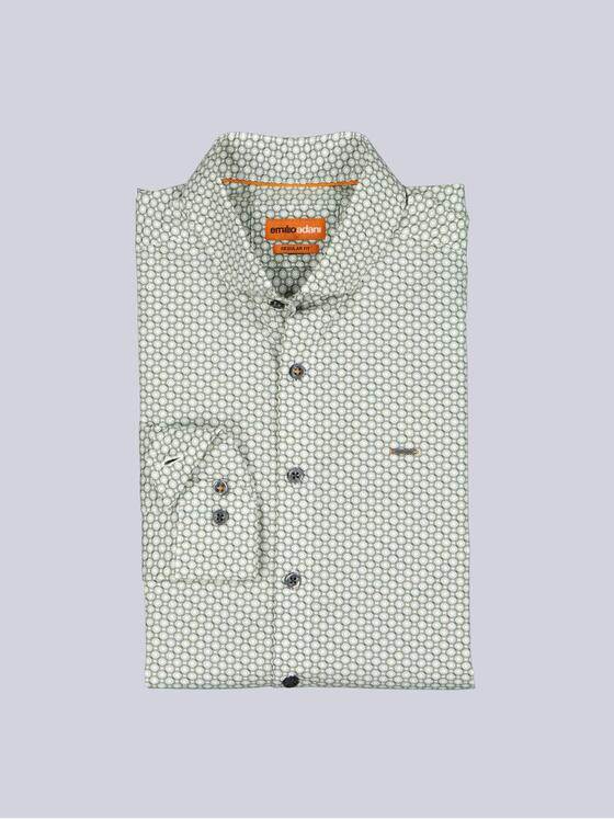 emilio adani Herren Langarm-Hemd gemustert Khaki 39333