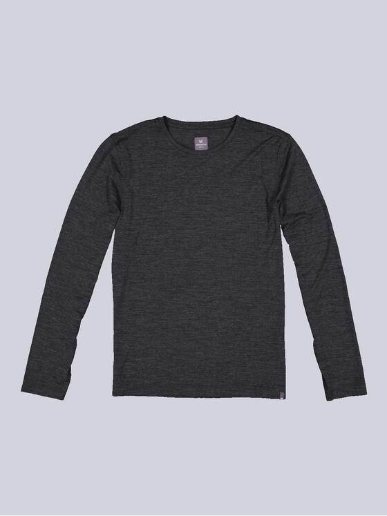 ENGBERS GERMANY Herren Langarmshirt aus Merinowolle Grau 34040