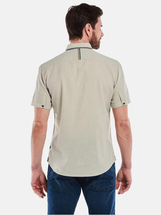engbers Herren Kurzarm-Hemd mit Leinenanteil Sand 35135