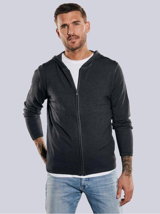 emilio adani Herren Cardigan mit Kapuze Grau 35411
