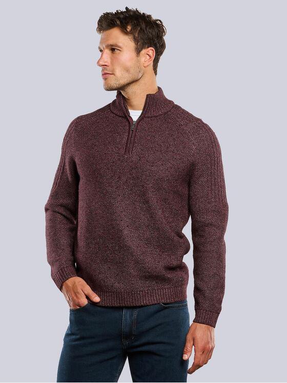 engbers Herren Pullover Polokragen Karminrot 33850