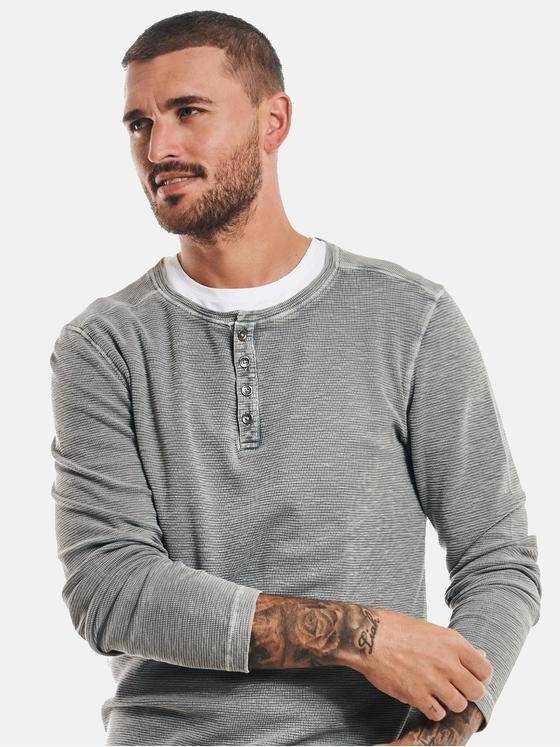 emilio adani Herren Henley-Shirt strukturiert Grau 32451