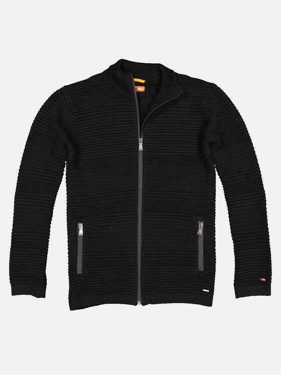emilio adani Herren Cardigan mit Struktur Schwarz 32691