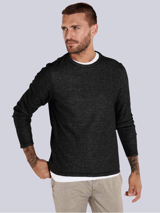 emilio adani Herren Langarm-Shirt regular Schwarz 36137