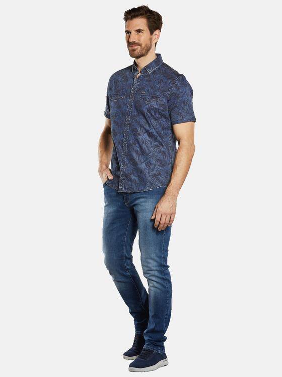 engbers Herren Kurzarm-Hemd gemustert Blau 34354