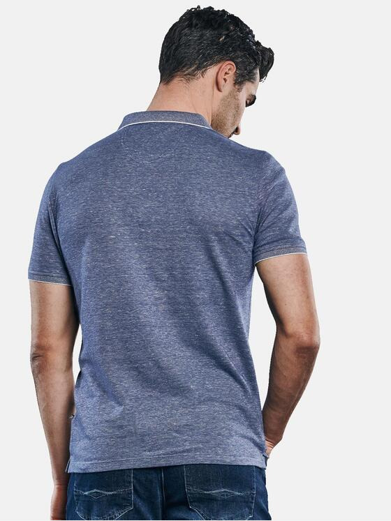 ENGBERS GERMANY Herren Edles Poloshirt im Leinen-Baumwollmix Blau 31445